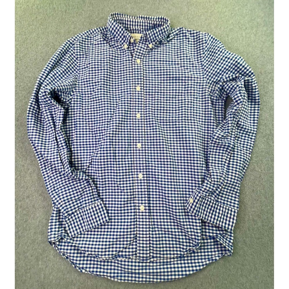 Denim & Supply Ralph Lauren Mens M Blue White Gingham Cotton Button Down Shirt